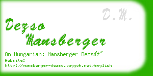 dezso mansberger business card